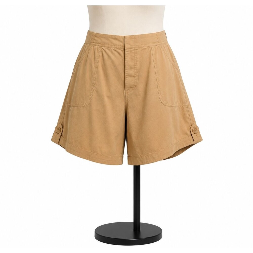 Soft Surroundings Womens Plus Size 2X Bermuda Cotton Khaki Cargo Shorts Roll Hem